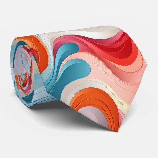 カラフル溝状抽象芸術渦巻模様 ネクタイ (ロール)