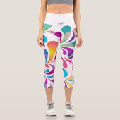 カラフル滴型 |モチベーション引用文ヨガ カプリレギンス (正面)