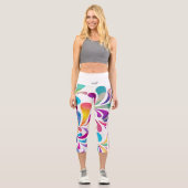 カラフル滴型 |モチベーション引用文ヨガ カプリレギンス (正面)