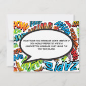 カラフル漫画ブックのスモダンピーチバブルメッセージ サンキューカード (裏面)