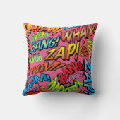 カラフル漫画ブックタイポグラフィトレンディーピクールンク クッション (裏面)