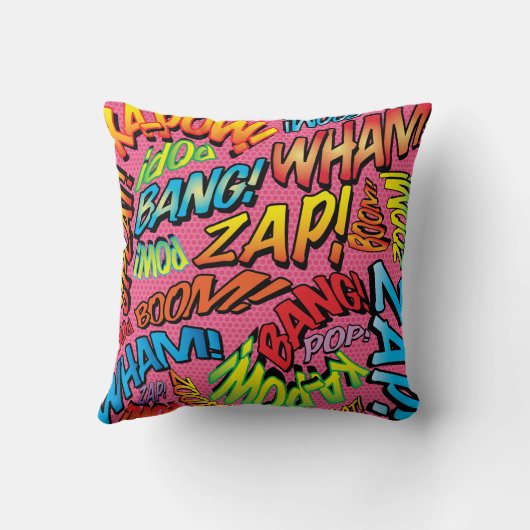 カラフル漫画ブックタイポグラフィトレンディーピクールンク クッション (裏面)