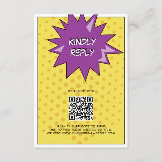 カラフル漫画ポップ・アートのブックア結婚ート エンクロージャーカード (正面)