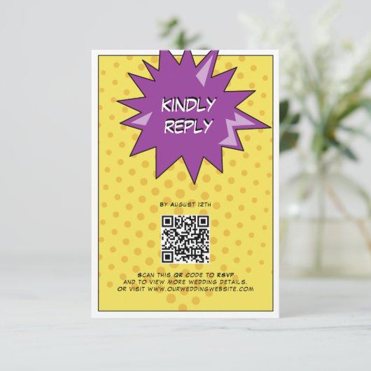 カラフル漫画ポップ・アートのブックア結婚ート エンクロージャーカード (スタンド正面)