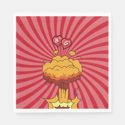 カラフル漫画ポップ・アートのブックア結婚ート スタンダードランチョンナプキン (正面)