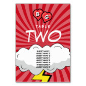 カラフル漫画ポップ・アートのブックア結婚ート テーブルナンバー (正面)