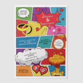 カラフル漫画ポップ・アートのブックア結婚ート ベラム紙招待状 (正面)