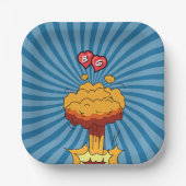 カラフル漫画ポップ・アートのブックア結婚ート ペーパープレート (正面)