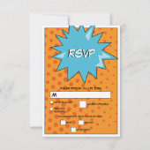 カラフル漫画ポップ・アートのブックア結婚ート 出欠カード (正面)