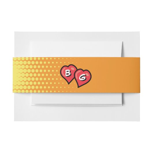 カラフル漫画ポップ・アートのブックア結婚ート 招待状ベリーバンド (正面例)