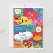 カラフル漫画ポップ・アートのブックア結婚ート 招待状 (正面)