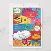 カラフル漫画ポップ・アートのブックア結婚ート 招待状 (正面)