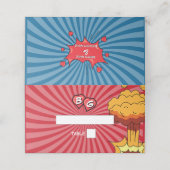 カラフル漫画ポップ・アートの本結婚の名前 プレイスカード (外部開封)