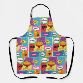 カラフル漫画本パーソナライズされた名アポップ・アートのート エプロン