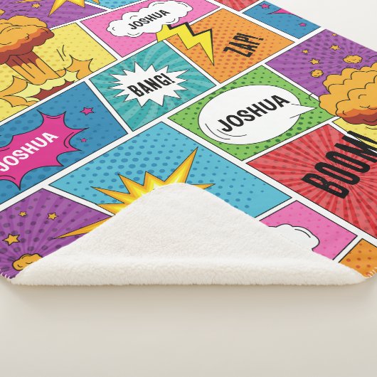 カラフル漫画本パーソナライズされた名アポップ・アートのート シェルパブランケット (3/4)