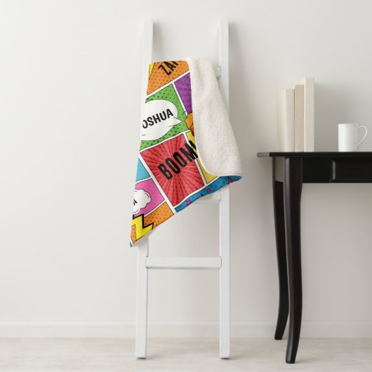 カラフル漫画本パーソナライズされた名アポップ・アートのート シェルパブランケット (インサイチュ)