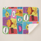 カラフル漫画本パーソナライズされた名アポップ・アートのート シェルパブランケット (正面(横))