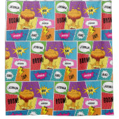 カラフル漫画本パーソナライズされた名アポップ・アートのート シャワーカーテン (正面)