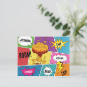 カラフル漫画本パーソナライズされた名アポップ・アートのート シーズンポストカード (スタンド正面)