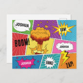 カラフル漫画本パーソナライズされた名アポップ・アートのート シーズンポストカード (正面/裏面)