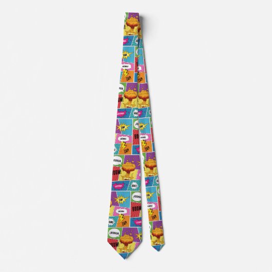カラフル漫画本パーソナライズされた名アポップ・アートのート ネクタイ (正面)