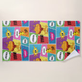 カラフル漫画本パーソナライズされた名アポップ・アートのート ビーチタオル (正面)