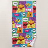 カラフル漫画本パーソナライズされた名アポップ・アートのート ビーチタオル (正面)