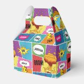 カラフル漫画本パーソナライズされた名アポップ・アートのート フェイバーボックス (裏面サイド)