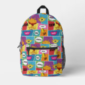 カラフル漫画本パーソナライズされた名アポップ・アートのート プリントバックパック (正面)