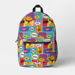 カラフル漫画本パーソナライズされた名アポップ・アートのート プリントバックパック