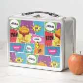 カラフル漫画本パーソナライズされた名アポップ・アートのート メタルランチボックス (インサイチュ)