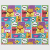 カラフル漫画本パーソナライズされた名アポップ・アートのート ラッピングペーパー (フラット)