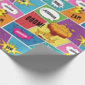 カラフル漫画本パーソナライズされた名アポップ・アートのート ラッピングペーパー (角)