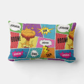 カラフル漫画本パーソナライズされた名アポップ・アートのート ランバークッション (裏面)
