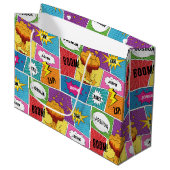 カラフル漫画本パーソナライズされた名アポップ・アートのート ラージペーパーバッグ (正面アングル)