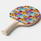 カラフル漫画本パーソナライズされた名アポップ・アートのート 卓球ラケット (正面アングル)