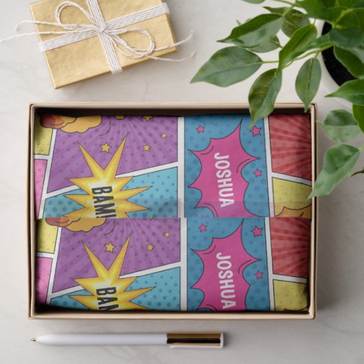 カラフル漫画本パーソナライズされた名アポップ・アートのート 薄葉紙 (ギフト)