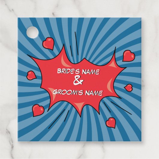 カラフル漫画本ポップ・アートのア結婚ートの贈り物 フェイバータグ (正面)