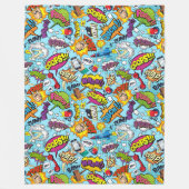 カラフル漫画本 フリースブランケット (正面)