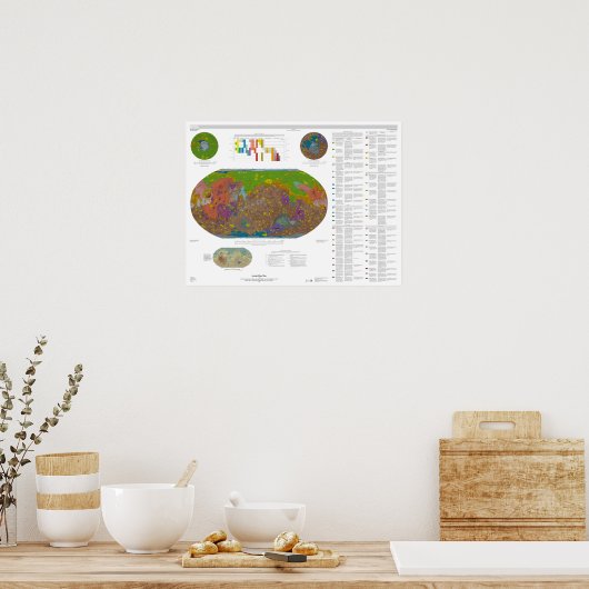 カラフル火星のFalse Color Map ポスター (キッチン)