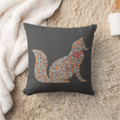 カラフル点々のあるキツネ クッション (ブランケット)