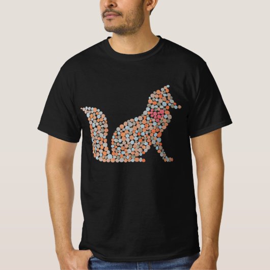 カラフル点々のあるキツネ Tシャツ (正面)