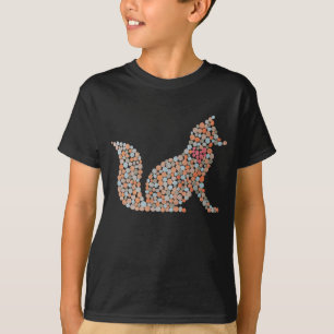 カラフル点々のあるキツネ Tシャツ