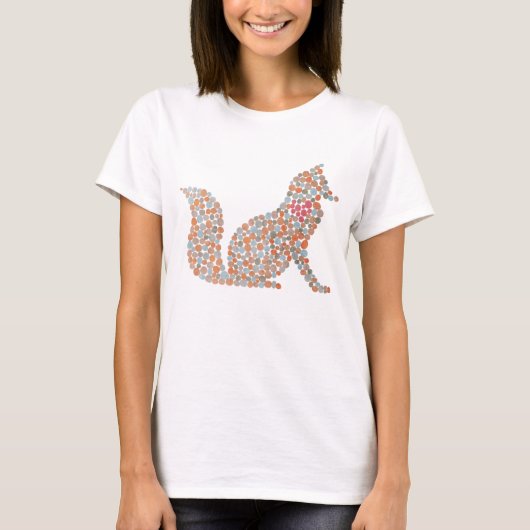 カラフル点々のあるキツネ Tシャツ (正面)