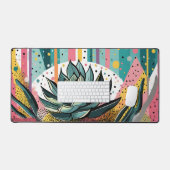 カラフル点を持つ多肉植物 デスクマット (キーボード&マウス)