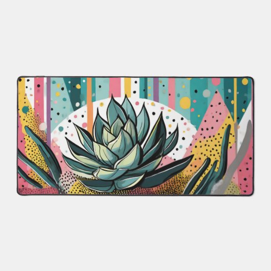 カラフル点を持つ多肉植物 デスクマット (正面)