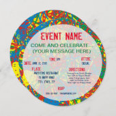 カラフル熱い爆数々の風 招待状 (正面/裏面)