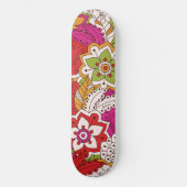 カラフル熱帯の花ガーリーフローラ名前をカスタムする スケートボード (正面)