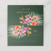 カラフル熱帯の花ピンク&オレンジ結婚ズ プレイスカード (外部開封)