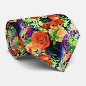 カラフル熱帯の花フローラ芸術的ネックタイ ネクタイ (ロール)